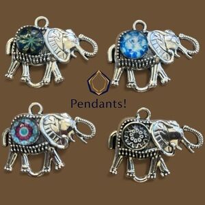 Artistic Silver Elephant Pendant Set with Colorful Accents